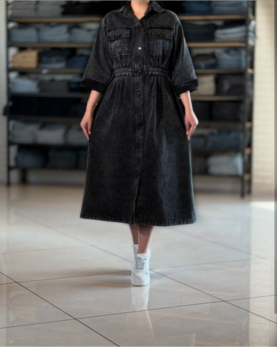 ماکسی جین زنانه دکمه دار