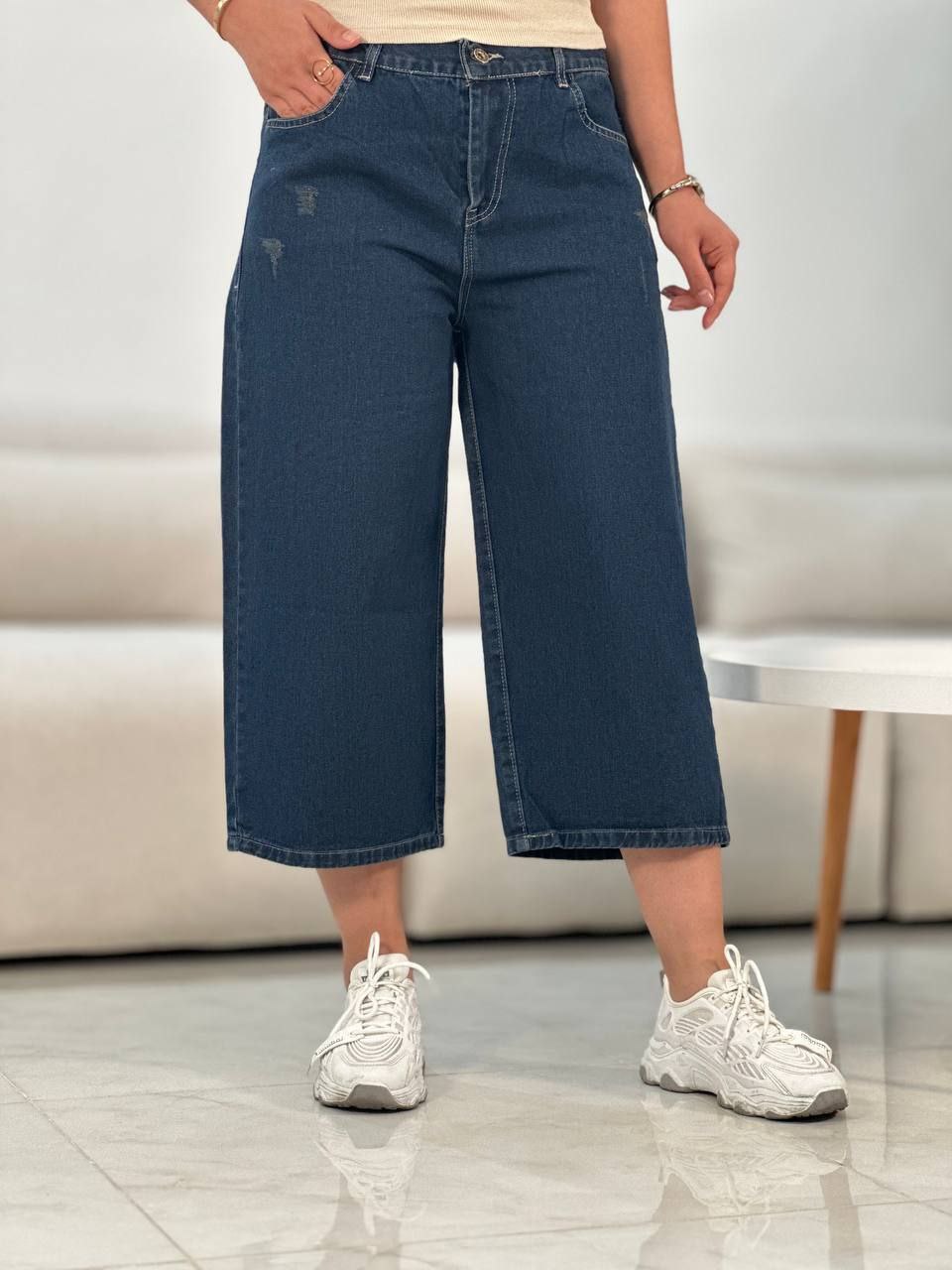 شلوار بگ‌ زنانه قد ۸۰/جین اصل سنگ شور شده