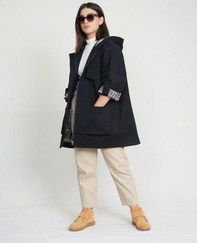 بارونی زنانه الهه/تی سی ضد آب داخل آستر چهارخونه