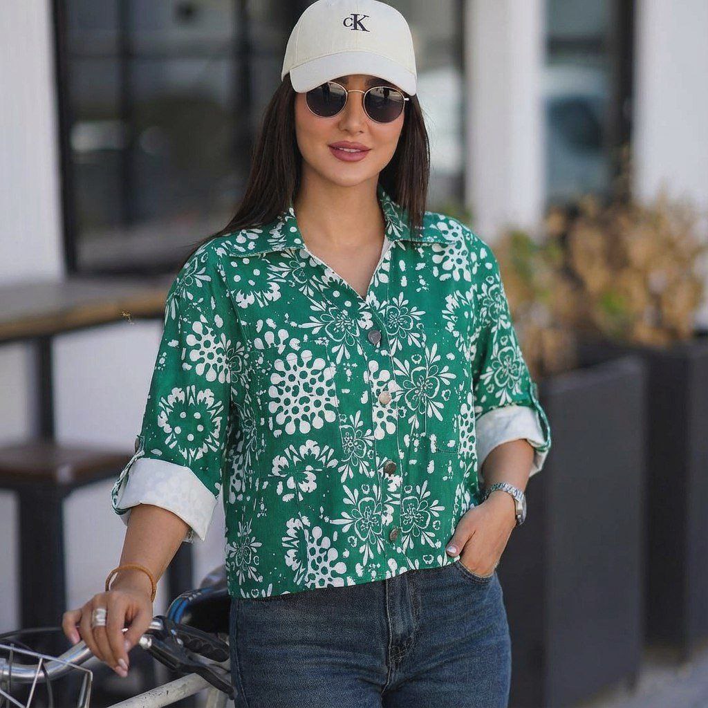 شومیز زنانه ترلان/مخمل کبریتی چاپی با کیفیت