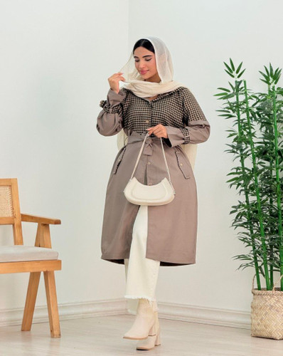 بارونی ترکیبی زنانه/کتان تی سی و توییت پشمی