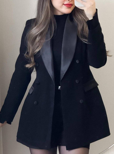 کت یقه آرشال زنانه/کرپ مازراتی و خرجکار ساتن