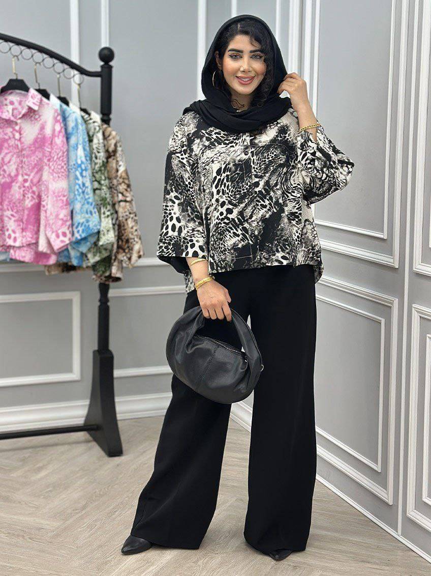 شومیز آبرنگی پلنگی زنانه/پفکی درجه یک