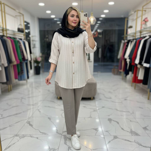 شومیز مانتویی زنانه ترانه/نخ پنبه اعلا