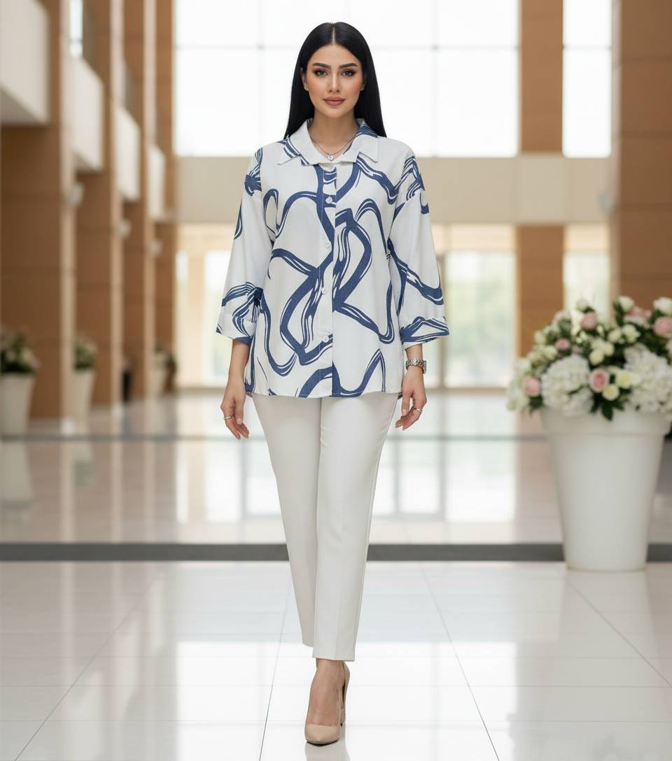 شومیز مانتویی زنانه ابرنگی/ینزی درجه یک