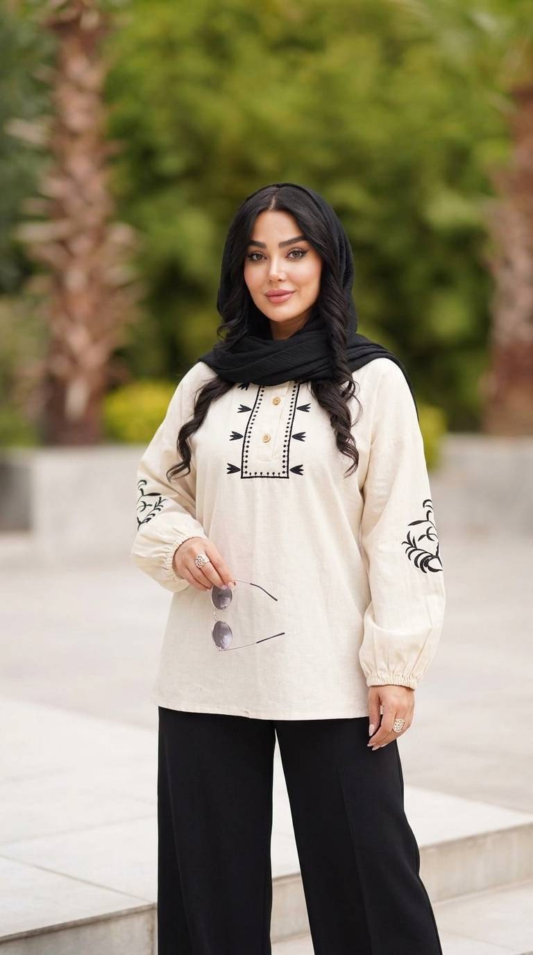 شومیز گلدوزی زنانه/لنین  نچرال درجه یک