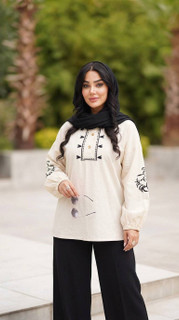 شومیز گلدوزی زنانه/لنین نچرال درجه یک