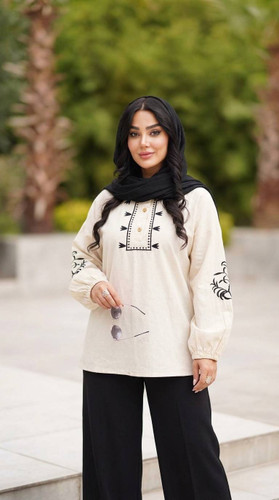 شومیز گلدوزی زنانه/لنین نچرال درجه یک