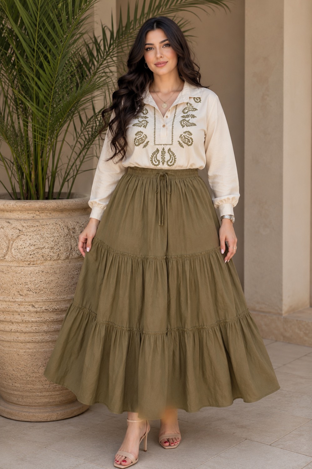 ست شومیز دامن گلدوزی زنانه/الیاف درجه یک