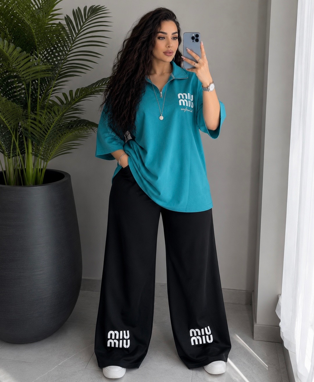 ست تیشرت شلوار زنانه mui mui/گلکسی نخ  پنبه درجه یک