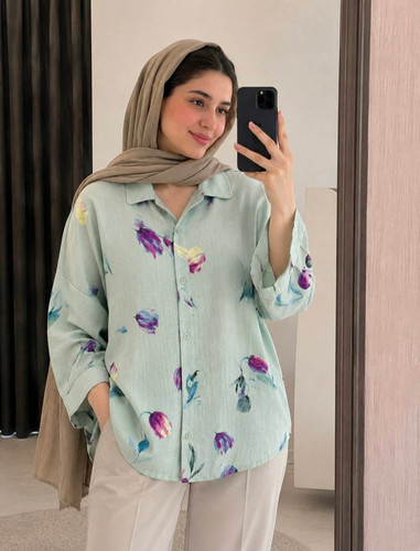شومیز مانتویی زنانه پریماه/لنین ایتالیایی درجه یک