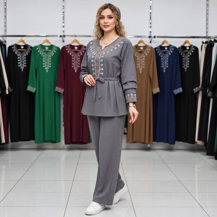 ست شومیز شلوار پاییزه شرمین/مخمل کبریتی ریز