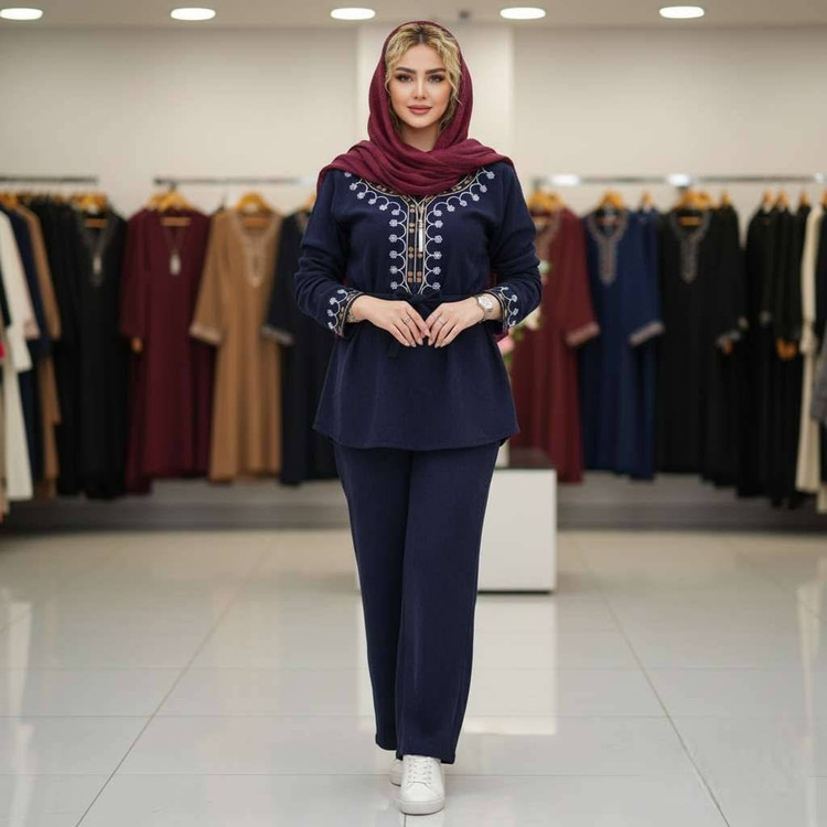 ست شومیز شلوار پاییزه شرمین/مخمل کبریتی ریز