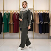 ست شومیز شلوار پاییزه شرمین/مخمل کبریتی ریز