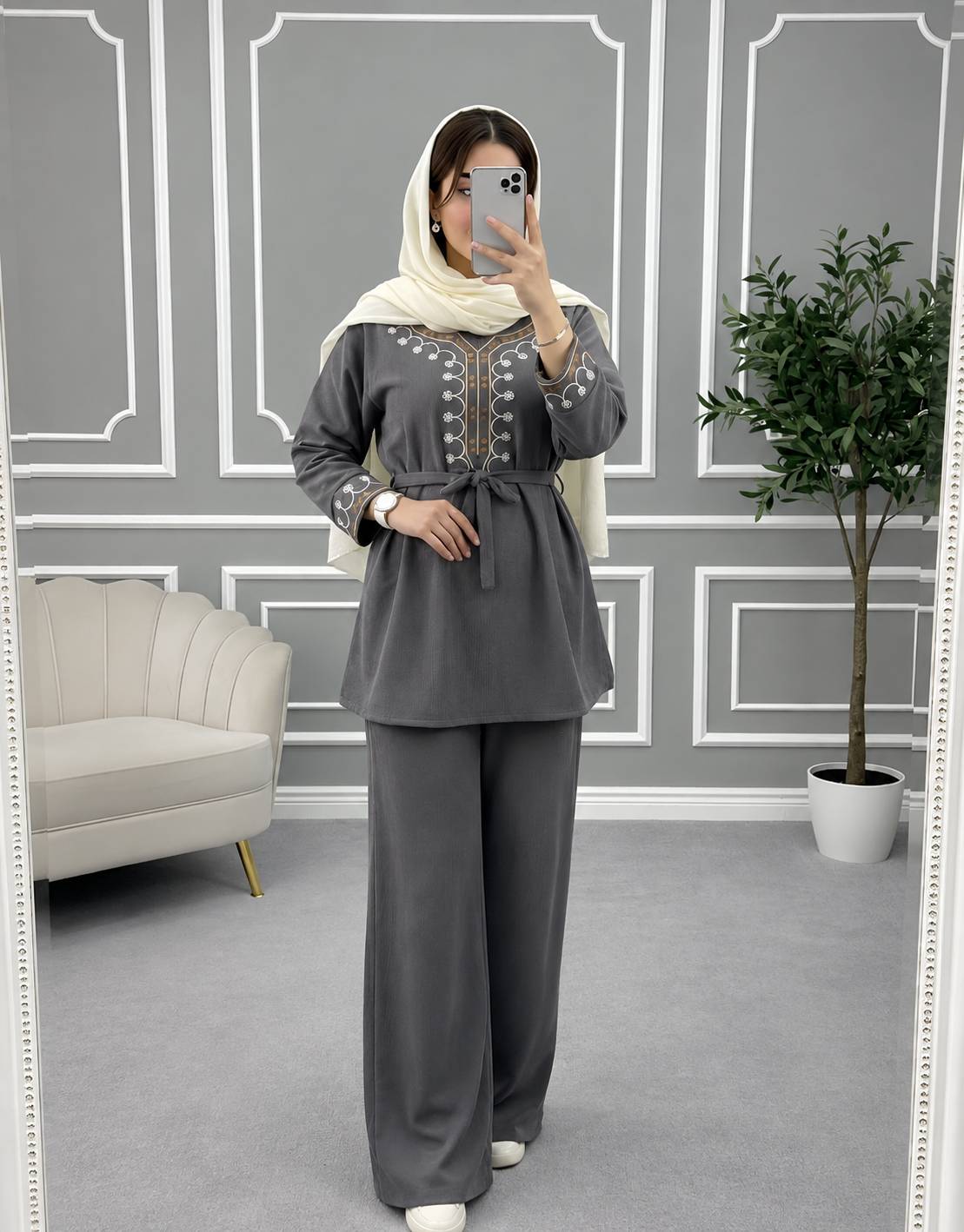 ست شومیز شلوار پاییزه شرمین/مخمل کبریتی ریز